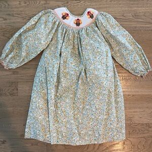 Girls Floral Smocked Bishop Dress with Turkey